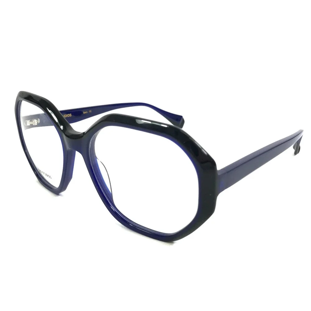 Gigi Studios Eyeglasses Frames CHRISTINE 6767/3 Black Blue Geometric 54-18-140